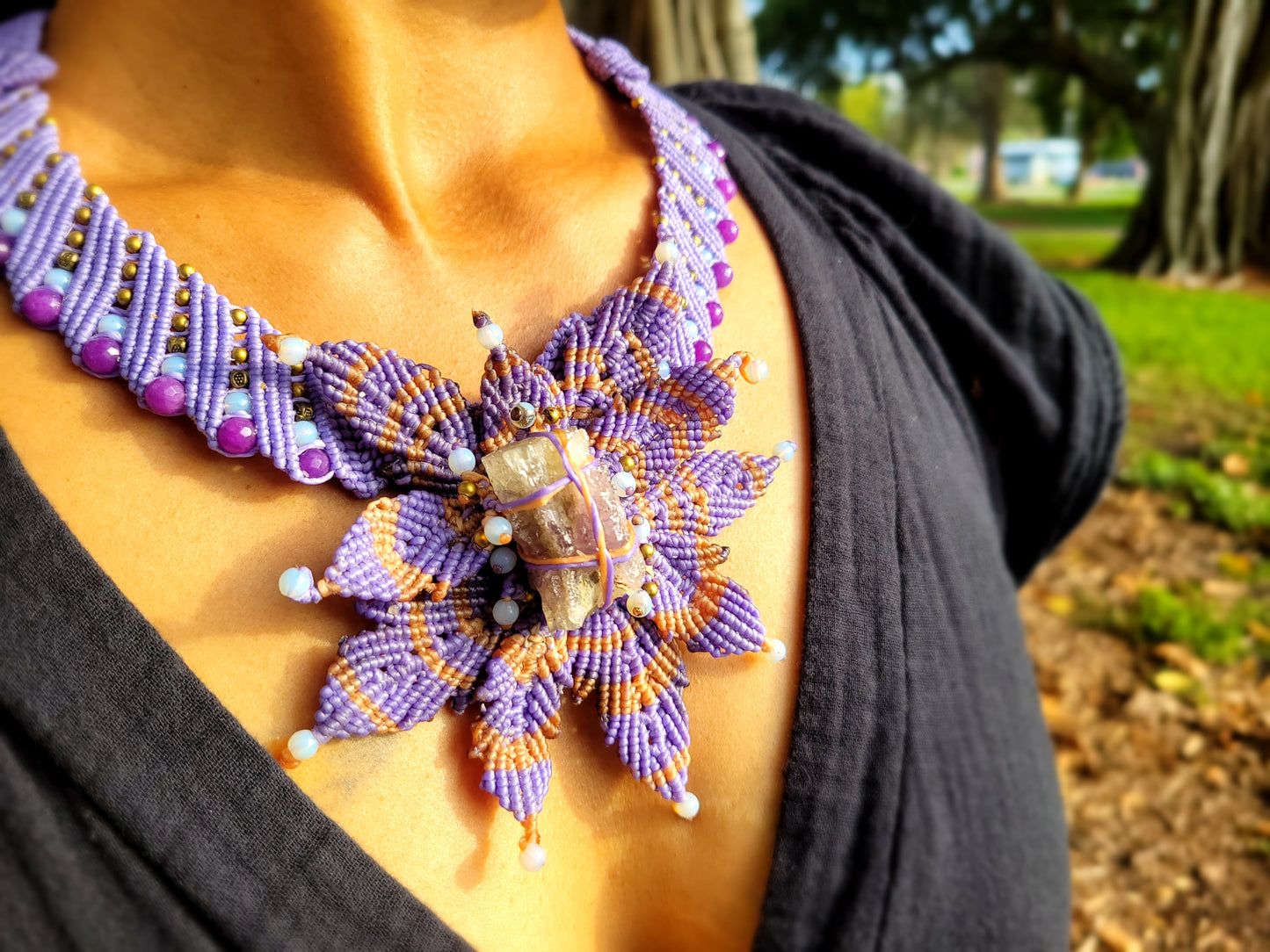 Purple Fluorite Crystal Necklace