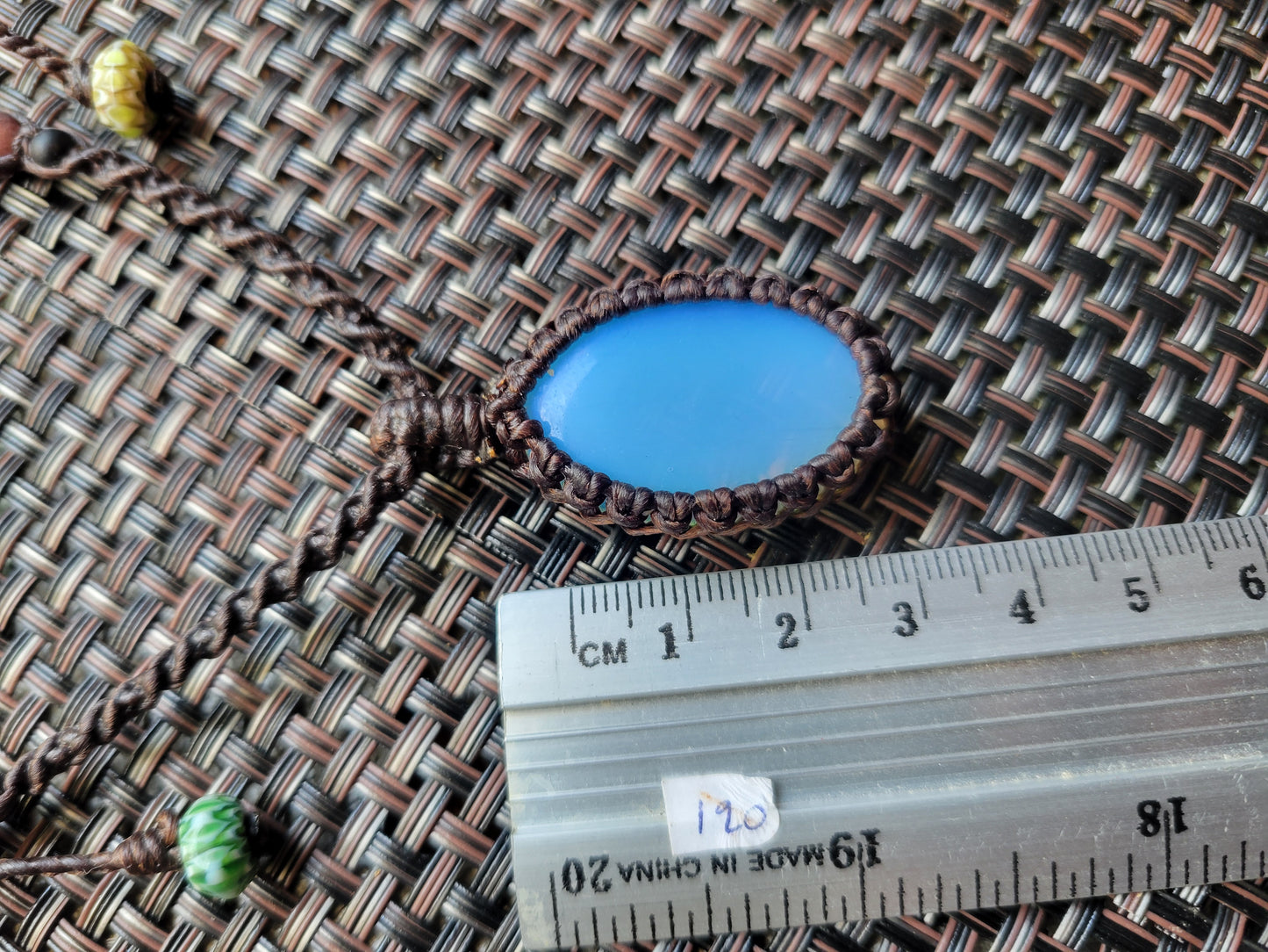 Opalite Macramé Necklace – Simple Boho Pendant with Stone Beads & Adjustable Brown Cord
