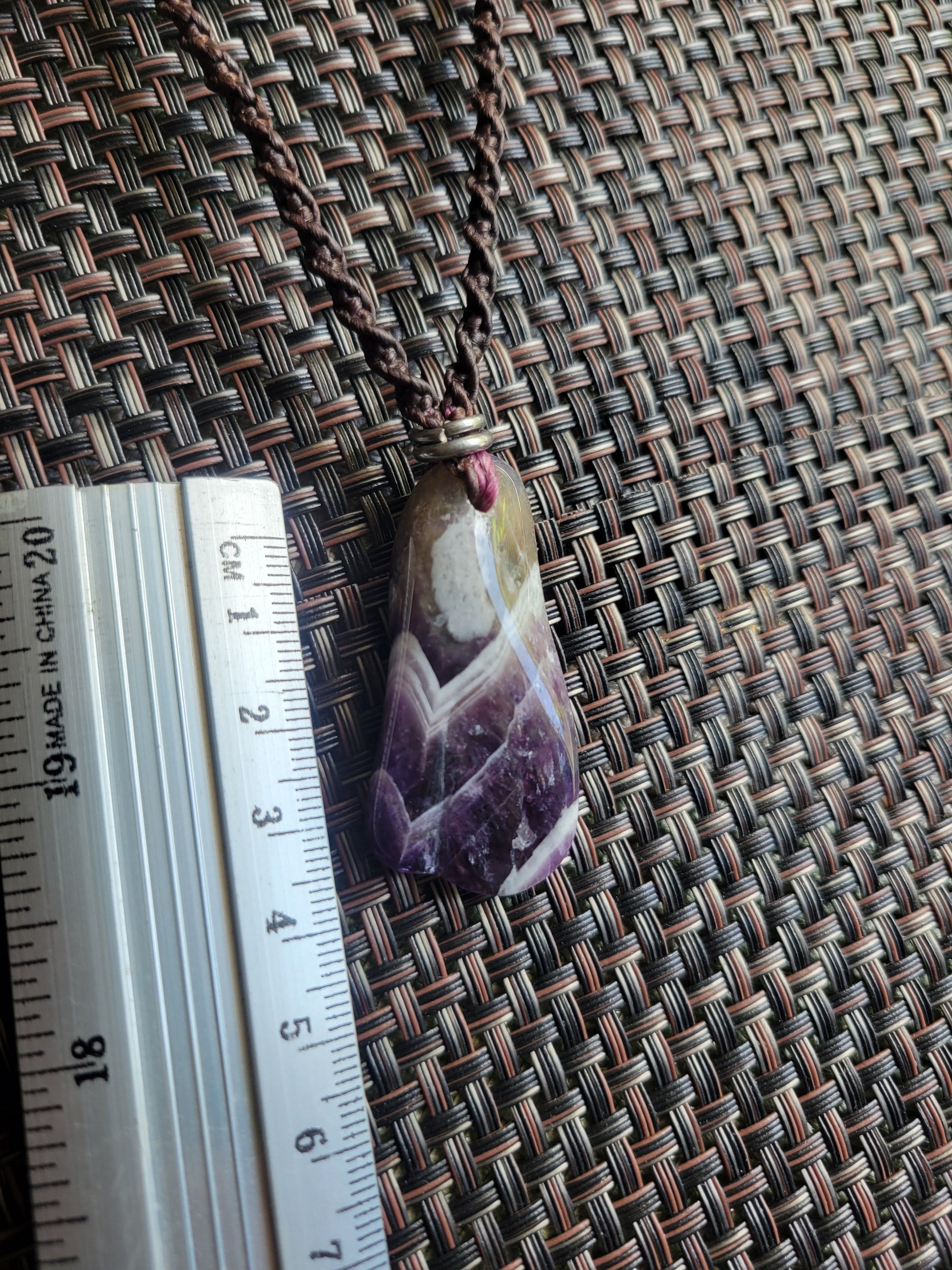 Raw Chevron Amethyst Pendant Necklace for intuition and healing