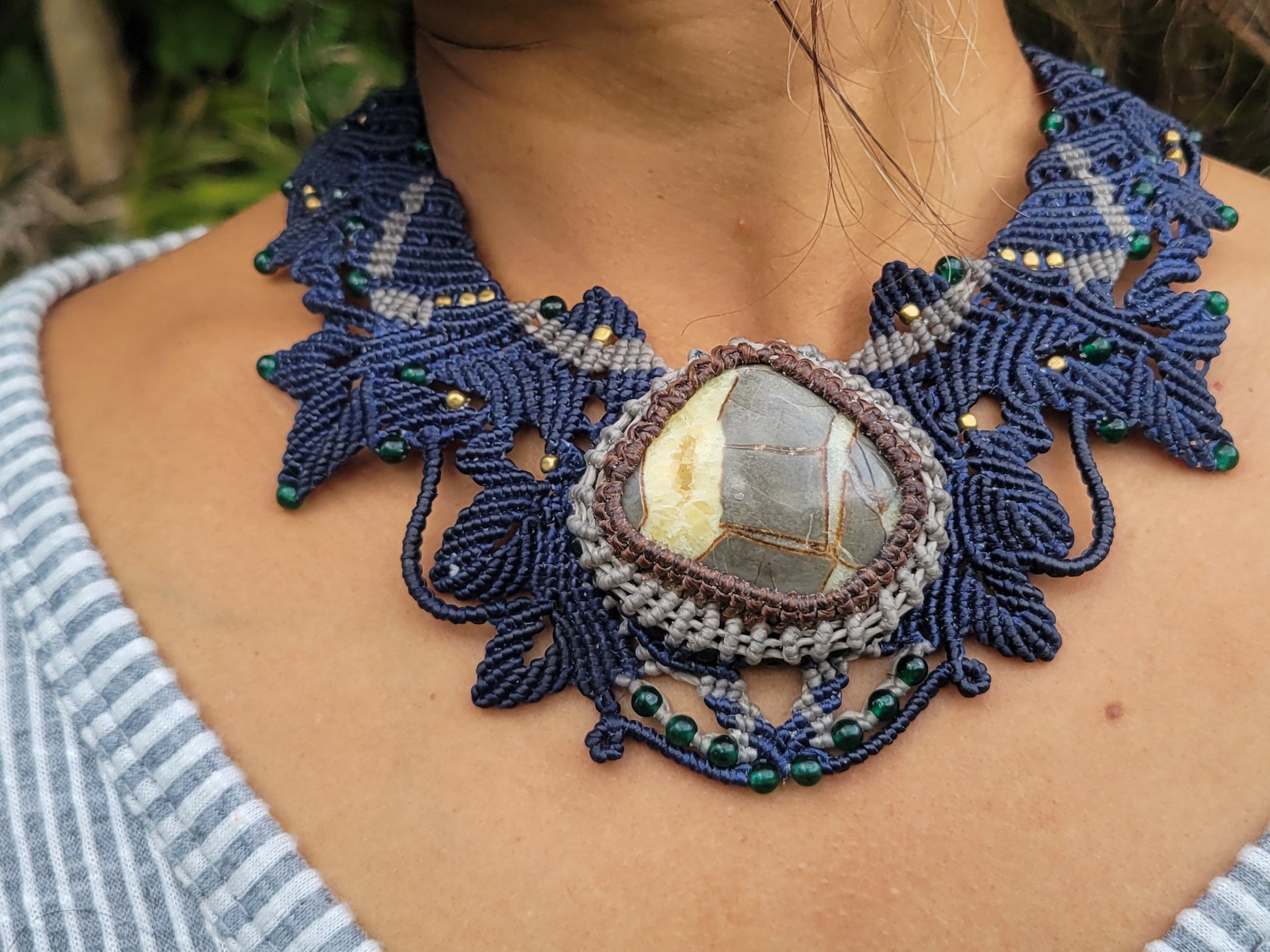 Handmade boho jewelry featuring dragon wing macramé design