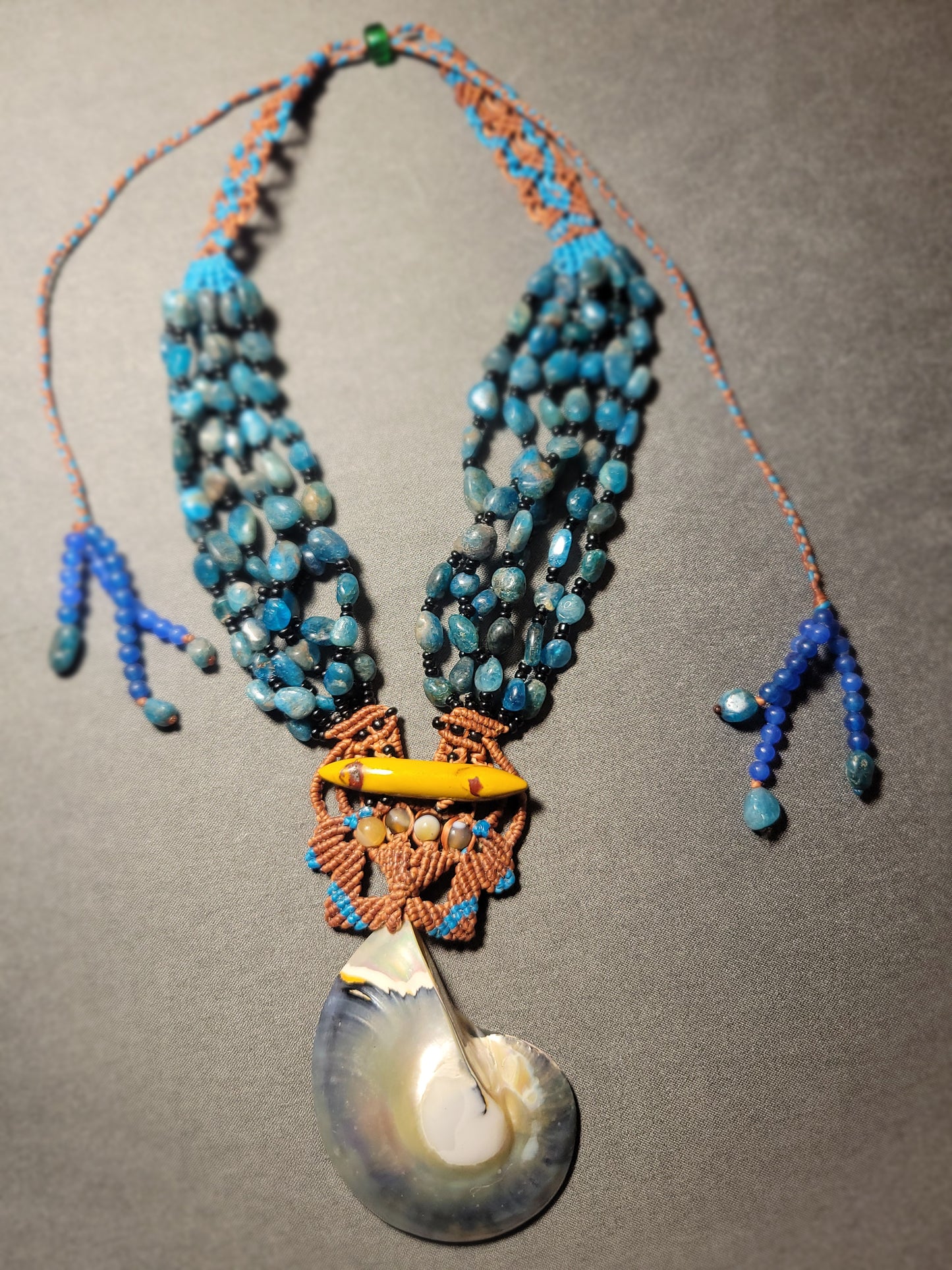 Ocean Heart Nautilus Necklace – Limited-Edition Shell Pendant with Jasper & Apatite Beaded Strands