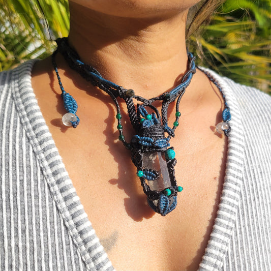 Handmade quartz necklace with crystal spear pendant