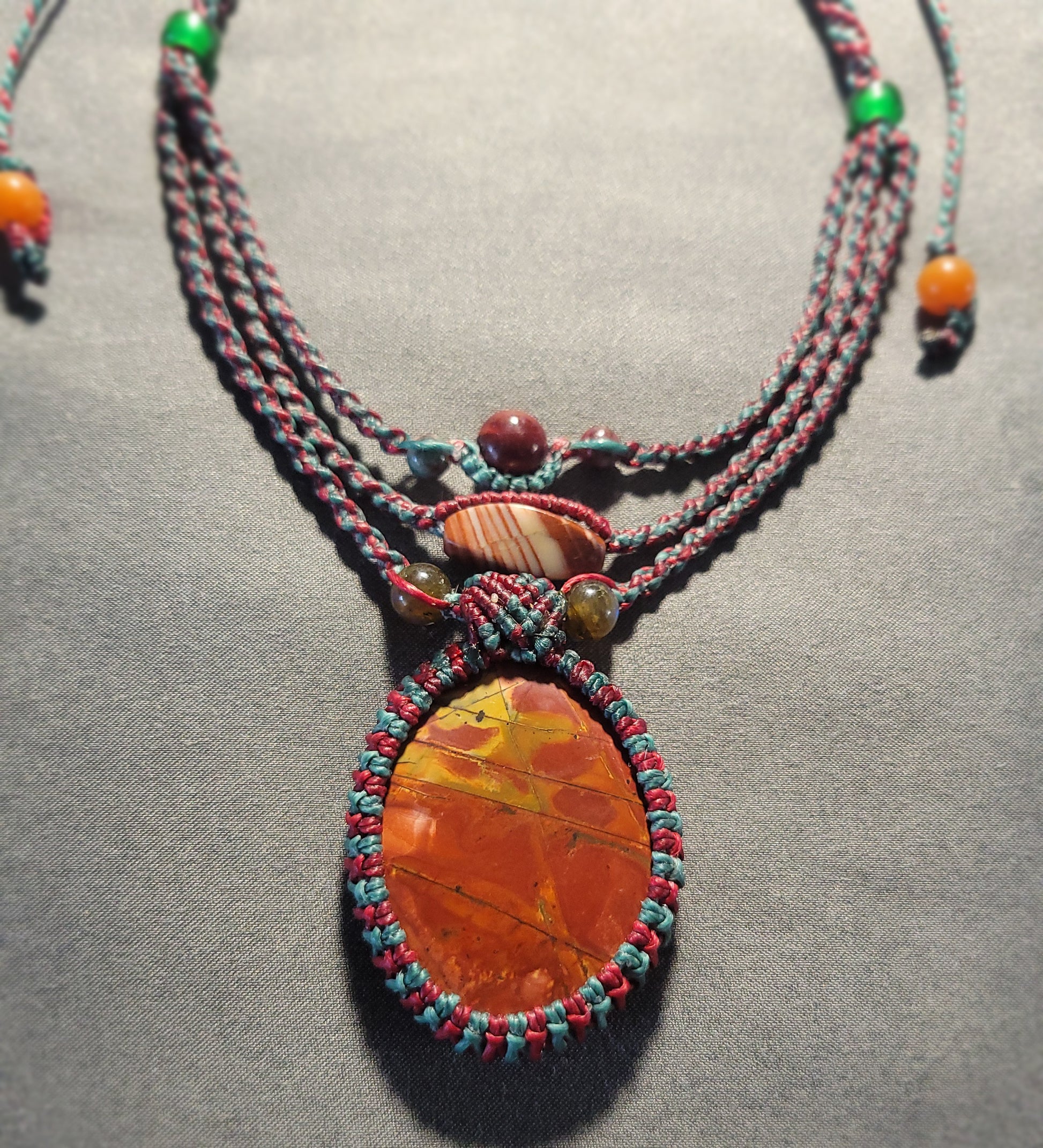 Cherry Creek Jasper Pendant Necklace with large oval stone