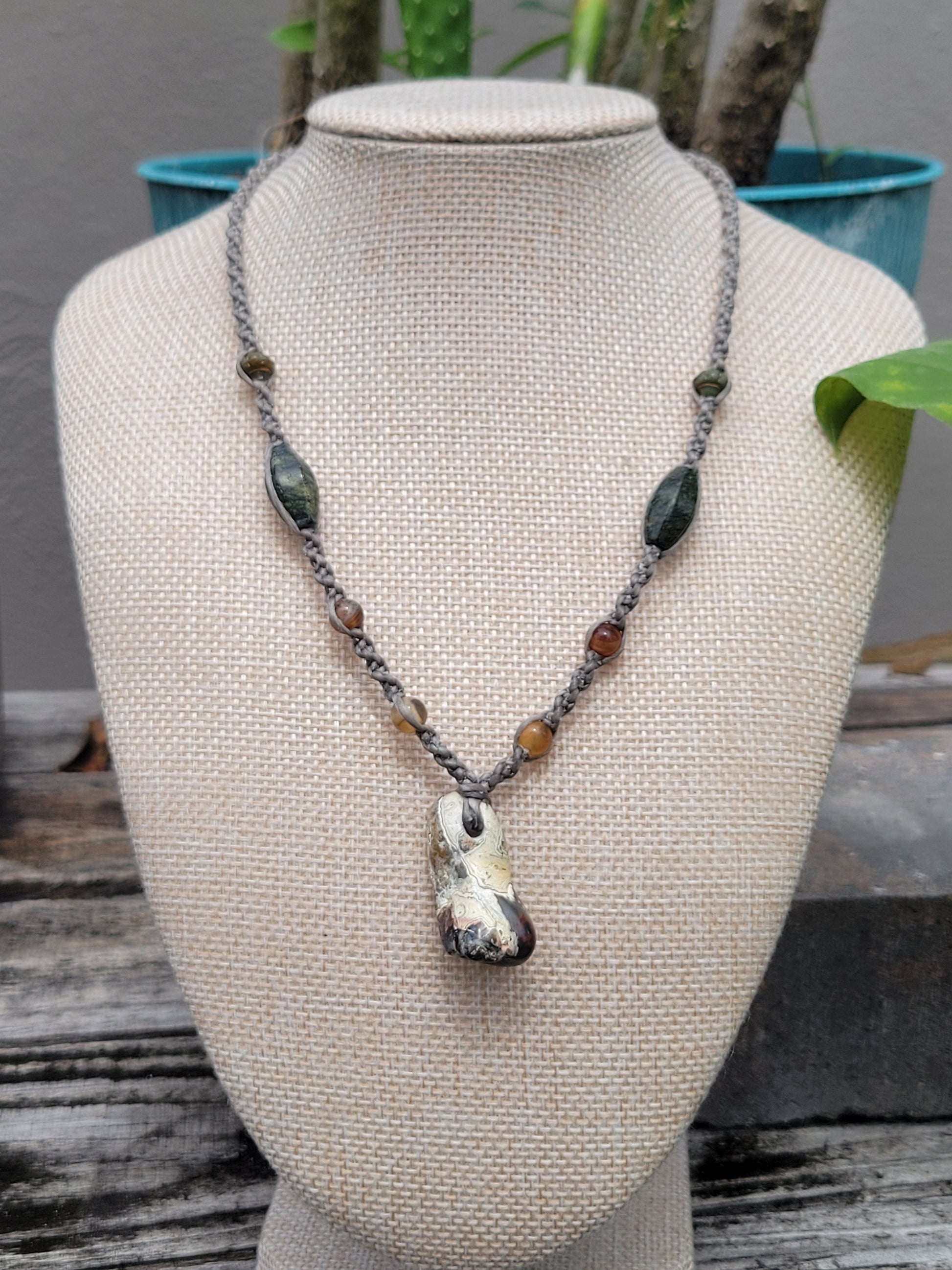 Brecciated Black Agate pendant Necklace