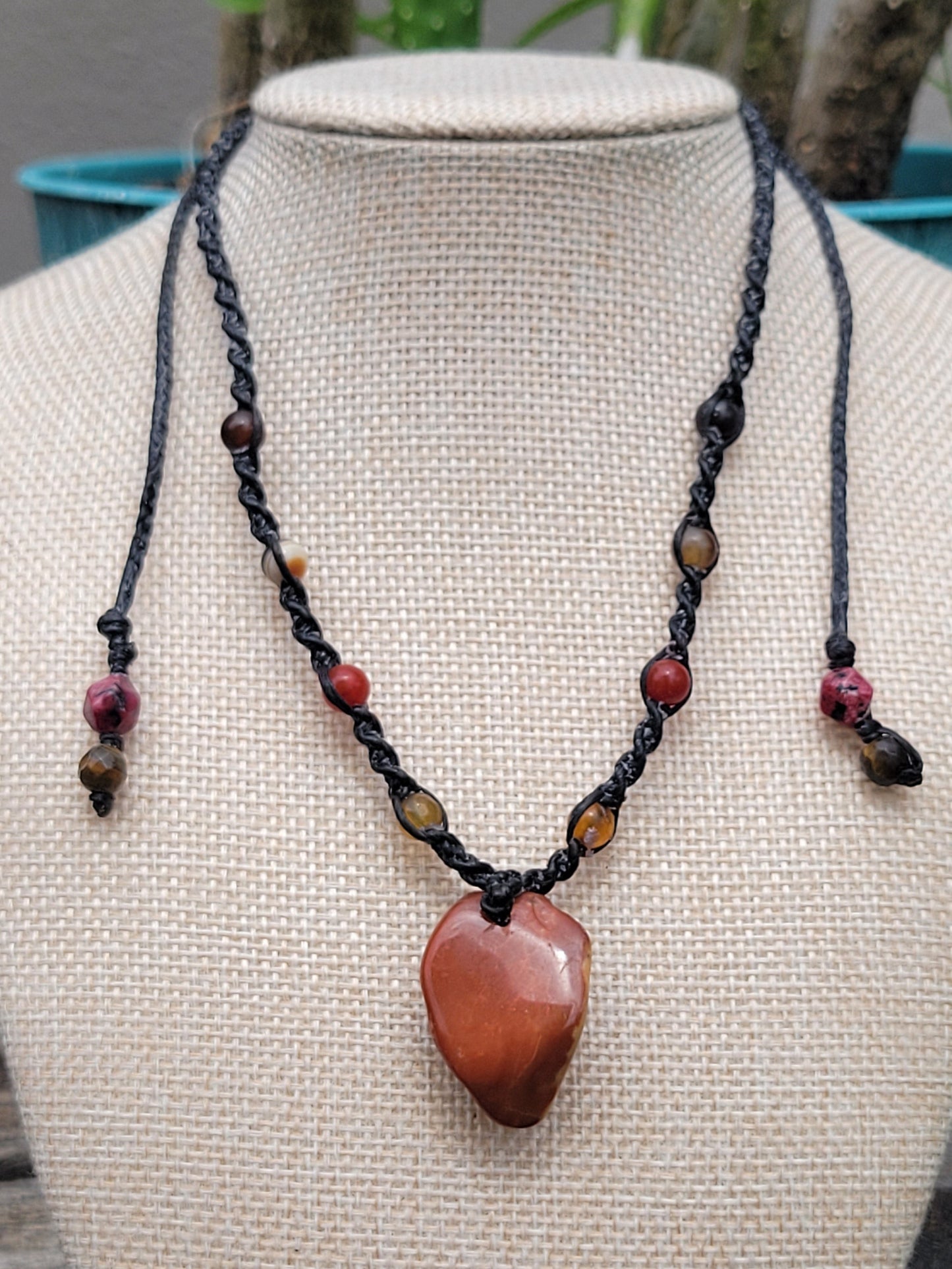 Polished Stone Pendant Boho Hippie Necklaces  – Adjustable