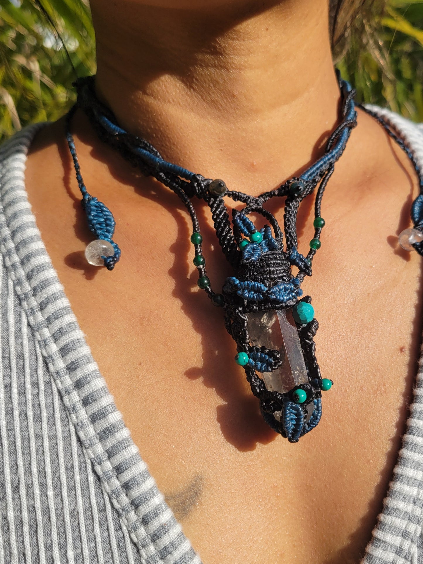 Adjustable crystal necklace with forest elf aesthetic