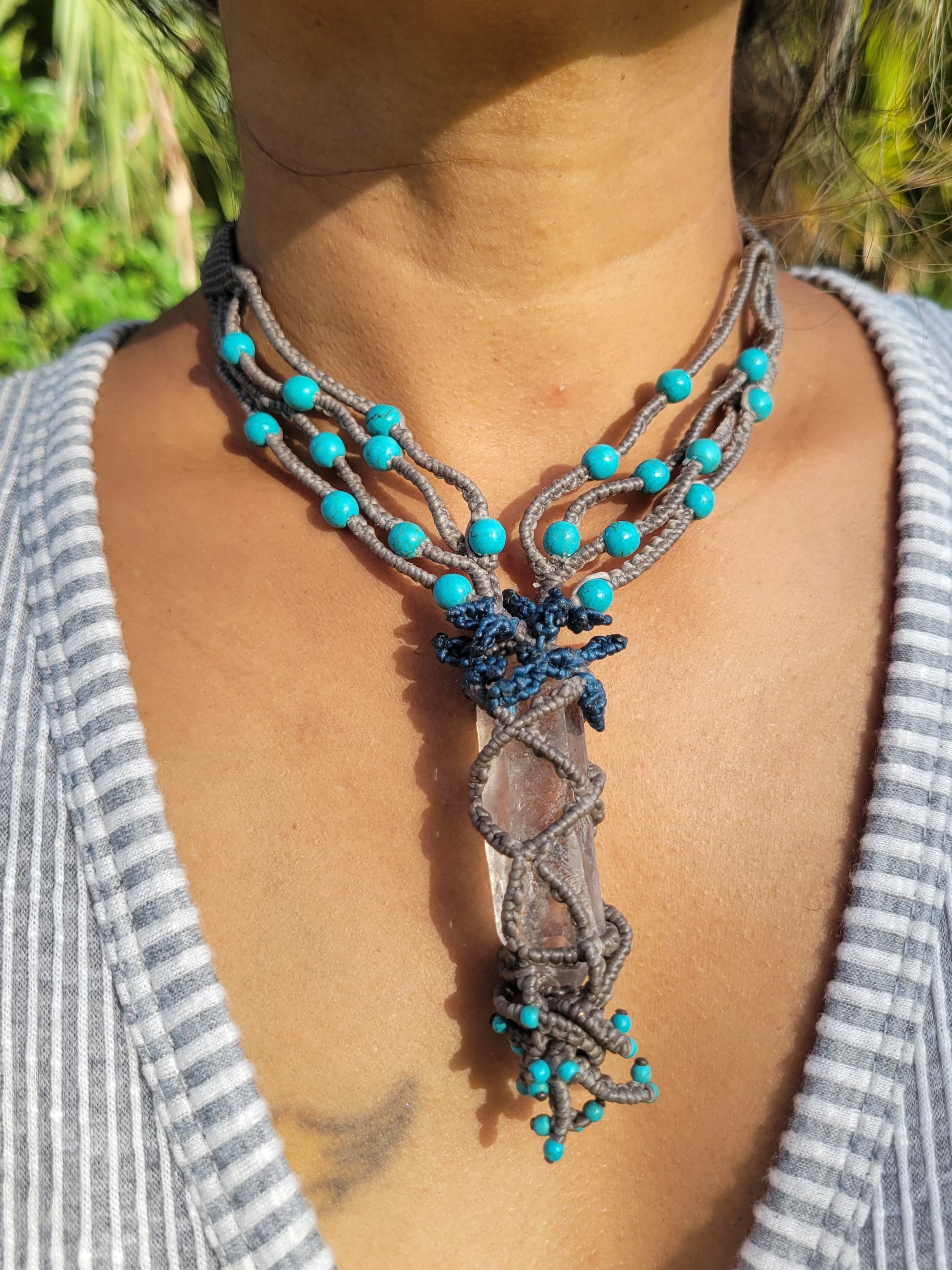 Festival style handmade quartz necklace
