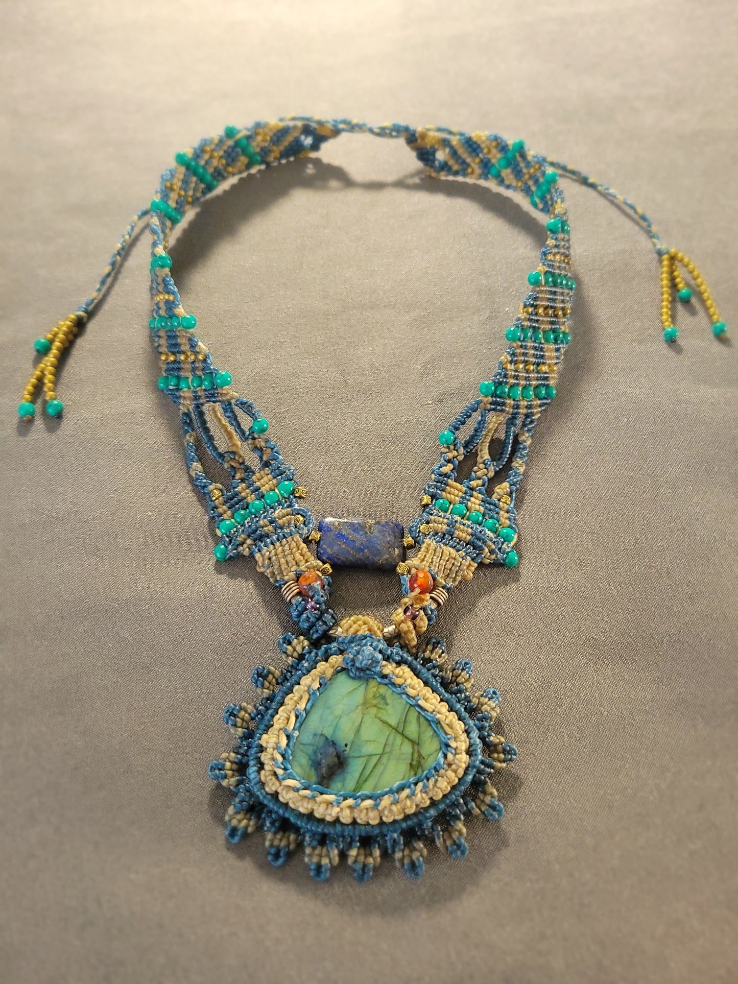 Mediterranean inspired Labradorite and Lapis Lazuli Choker Necklace