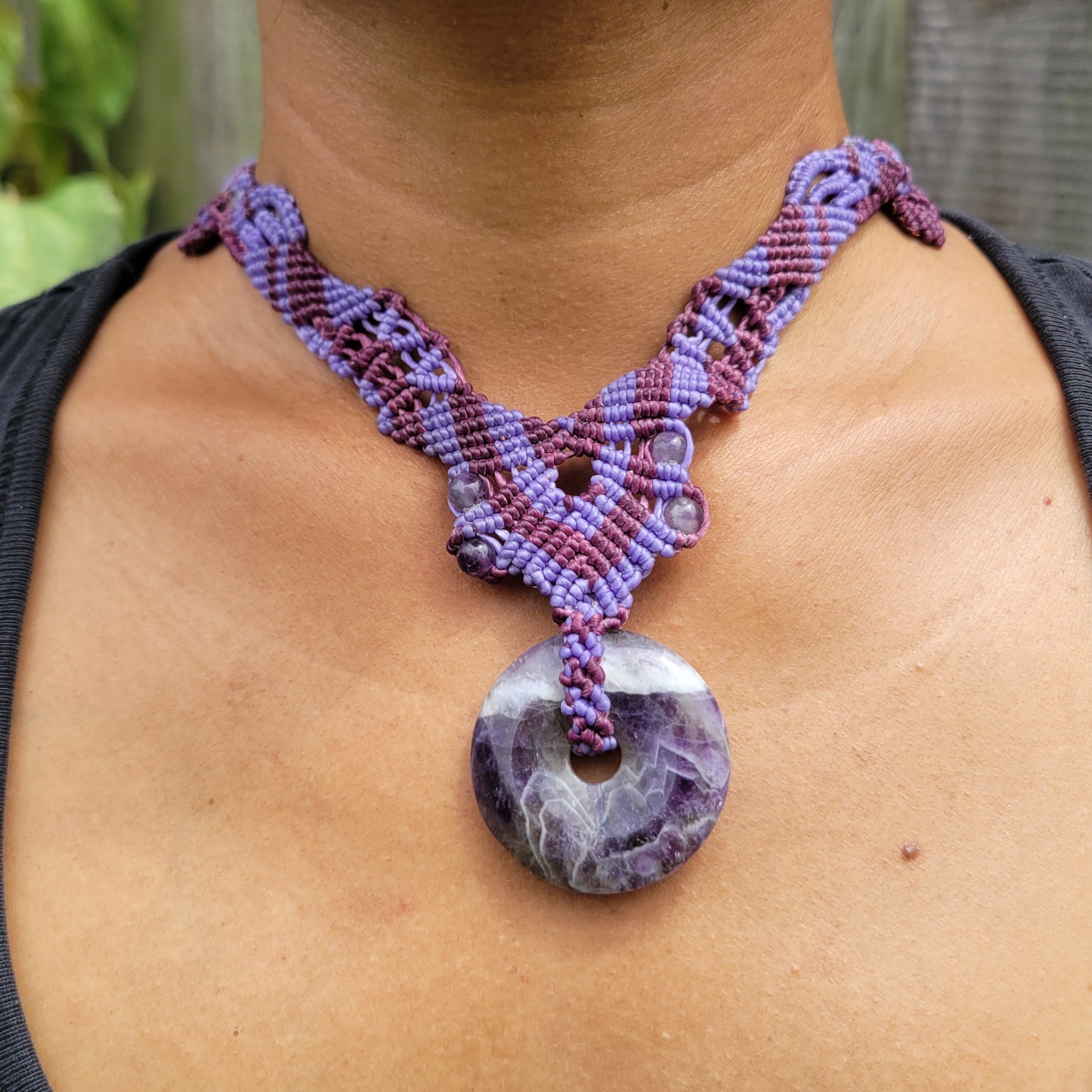 Amethyst Ring Pendant  Necklace