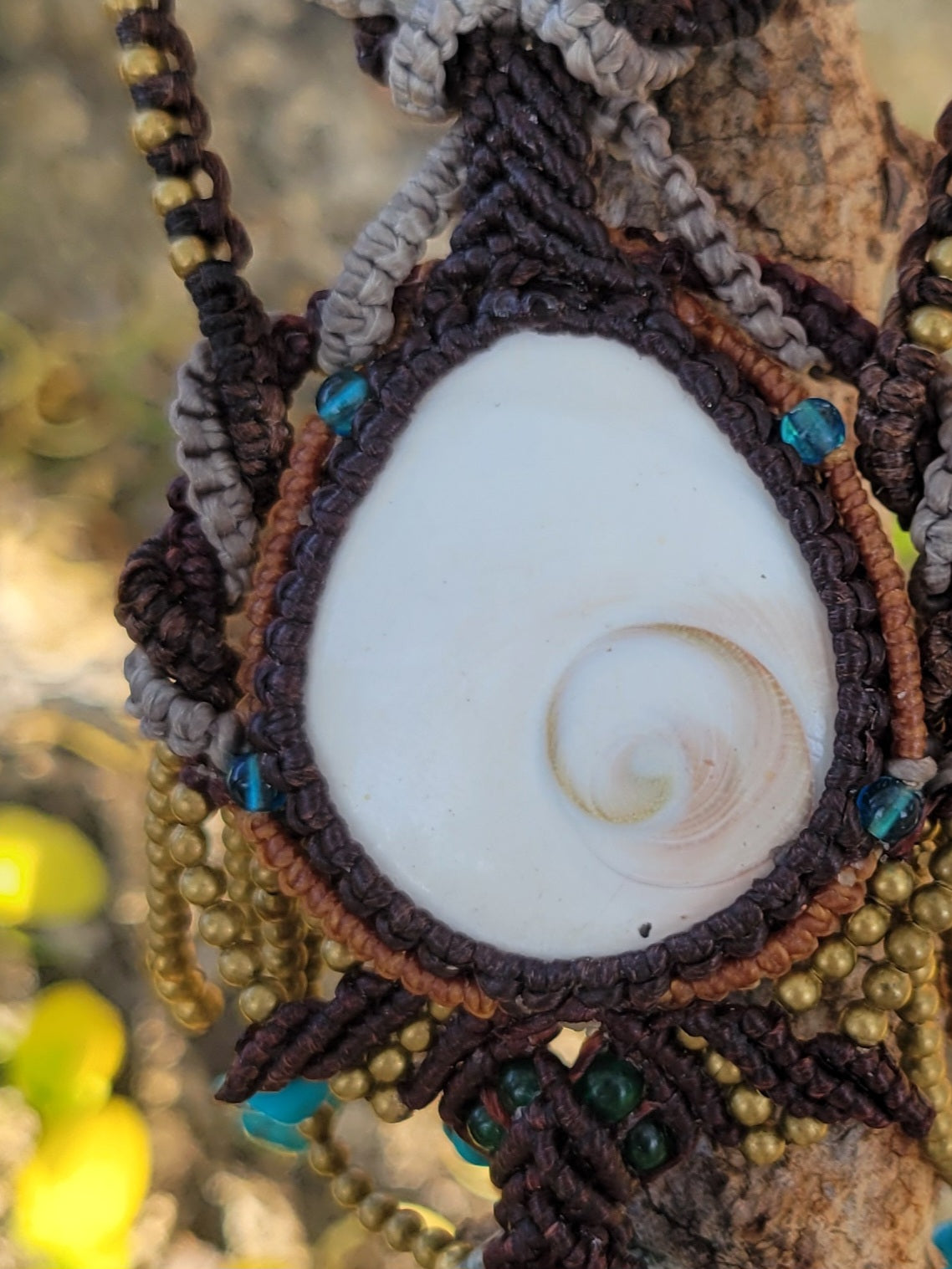 Snail Operculum, Tree Agate & Tiger’s Eye Adjustable Length Boho Hippie Necklace