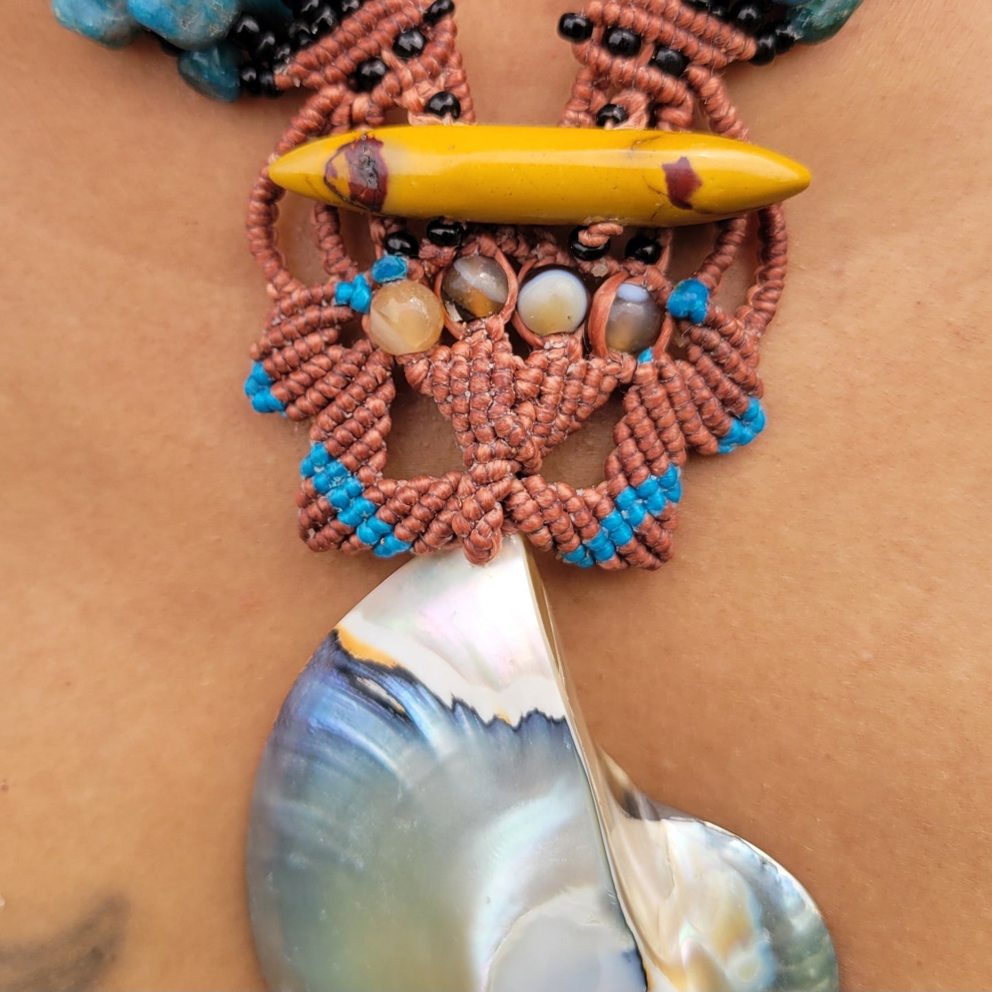 Ocean Heart Nautilus Necklace – Limited-Edition Shell Pendant with Jasper & Apatite Beaded Strands