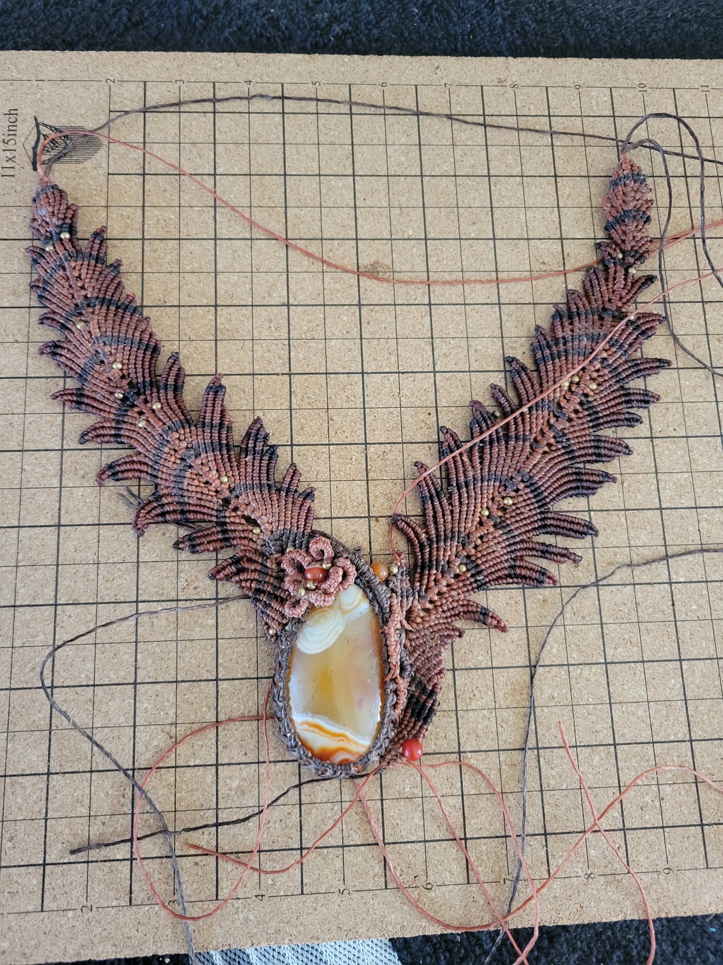 Phoenix Rising Red & Black Macramé Choker Necklace 
