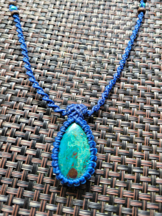 Chrysocolla macrame boho necklace