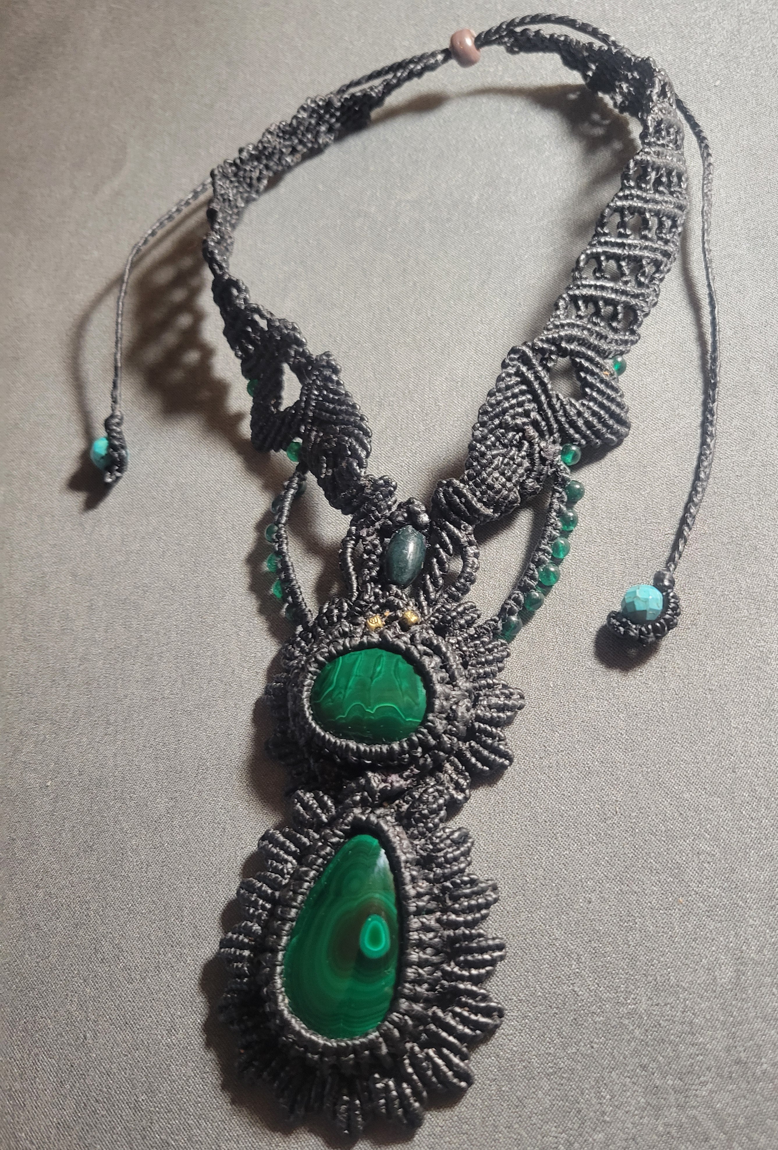 Malachite Necklace – Dual Mandala Pendant – Himmapan Jewelry