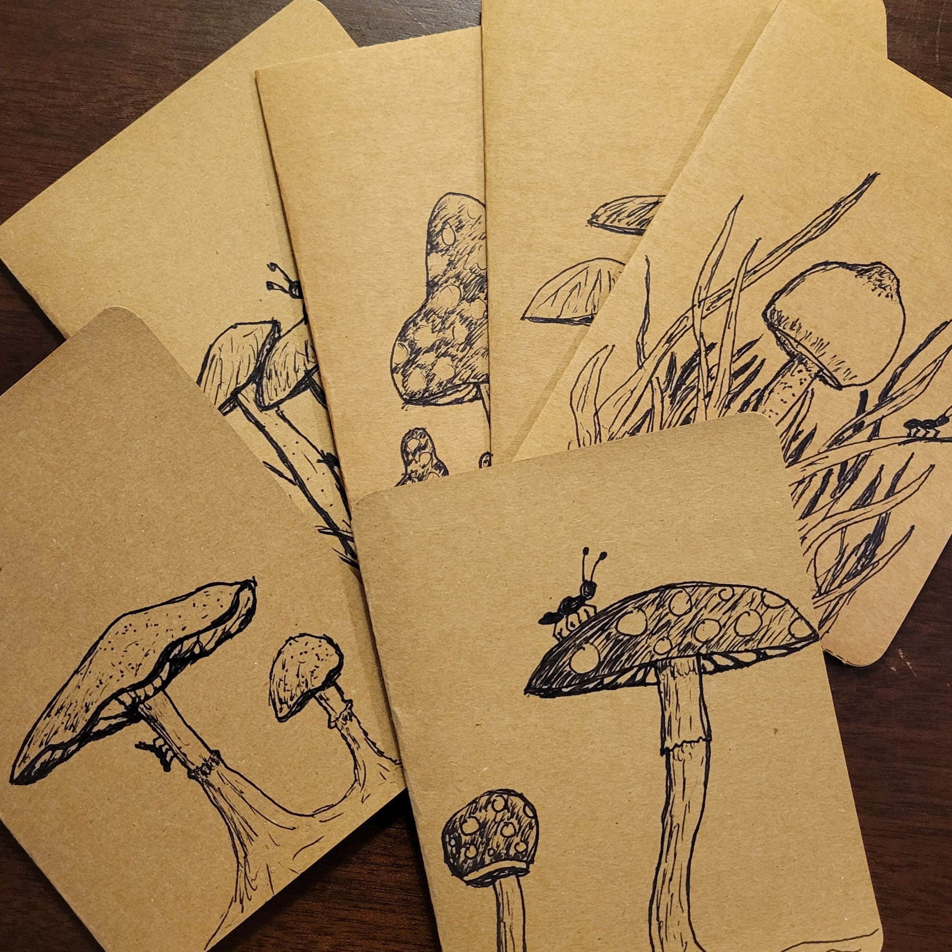 Handmade Cards featuring original mushroom illustrations from the Fungal Ant Series.