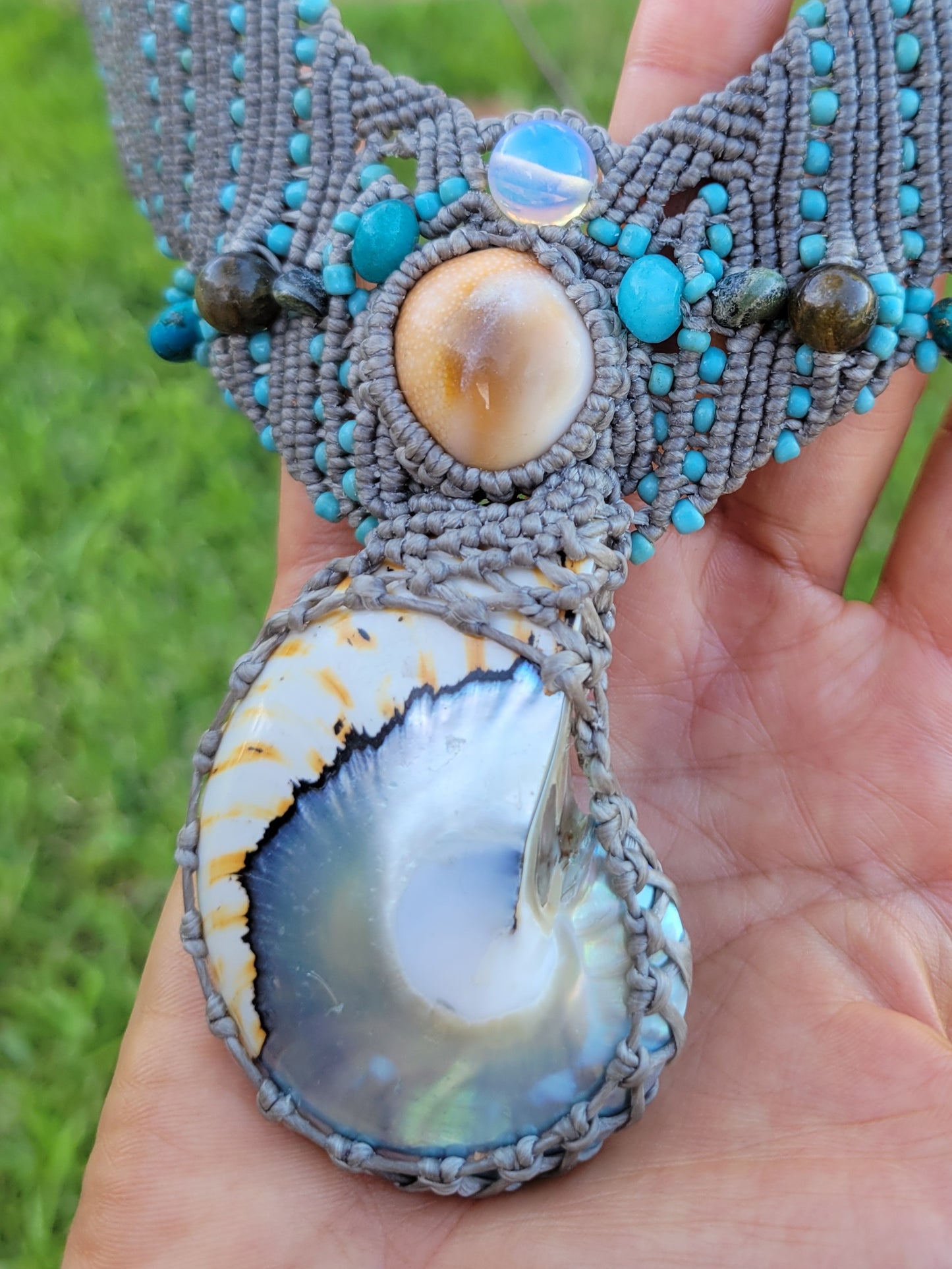 autilus Shell Necklace with Shiva Eye choker