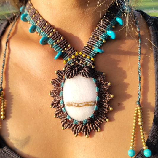 Pink Calcite Pendant Necklace 