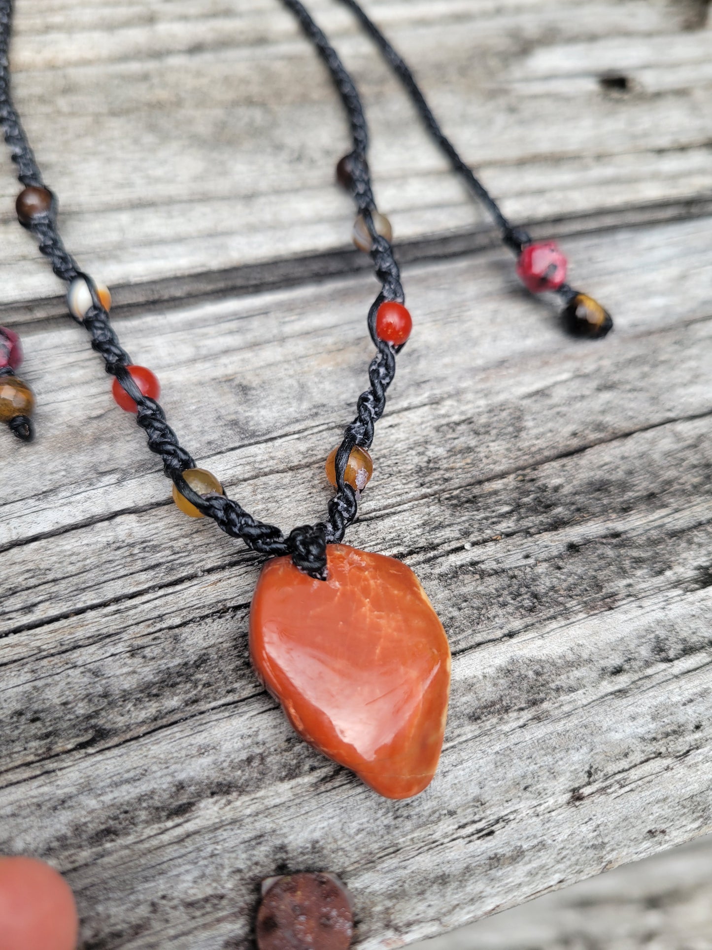 Polished Stone Pendant Boho Hippie Necklaces  – Adjustable