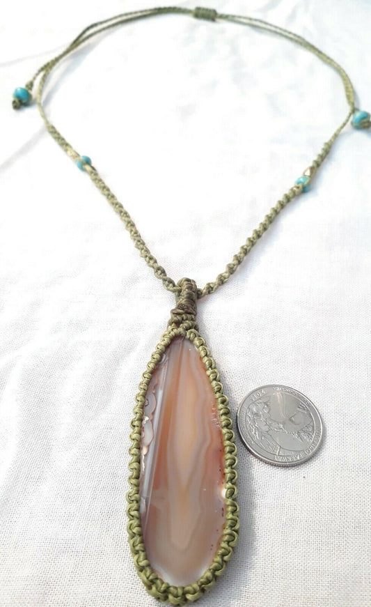 Pink Agate Crystal Pendant Necklace