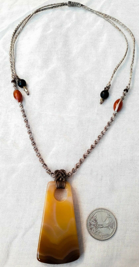 Brown Agate Trapezoid Pendant