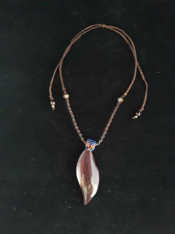 Botswana Agate Macrame Necklace - Unique White-Shaded Stone Design