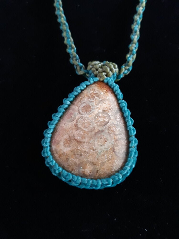 Fossilized coral pendant