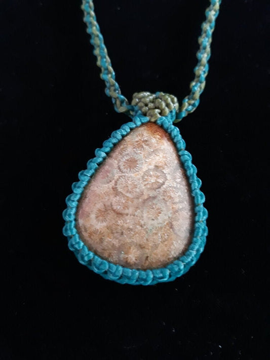 Fossilized coral pendant
