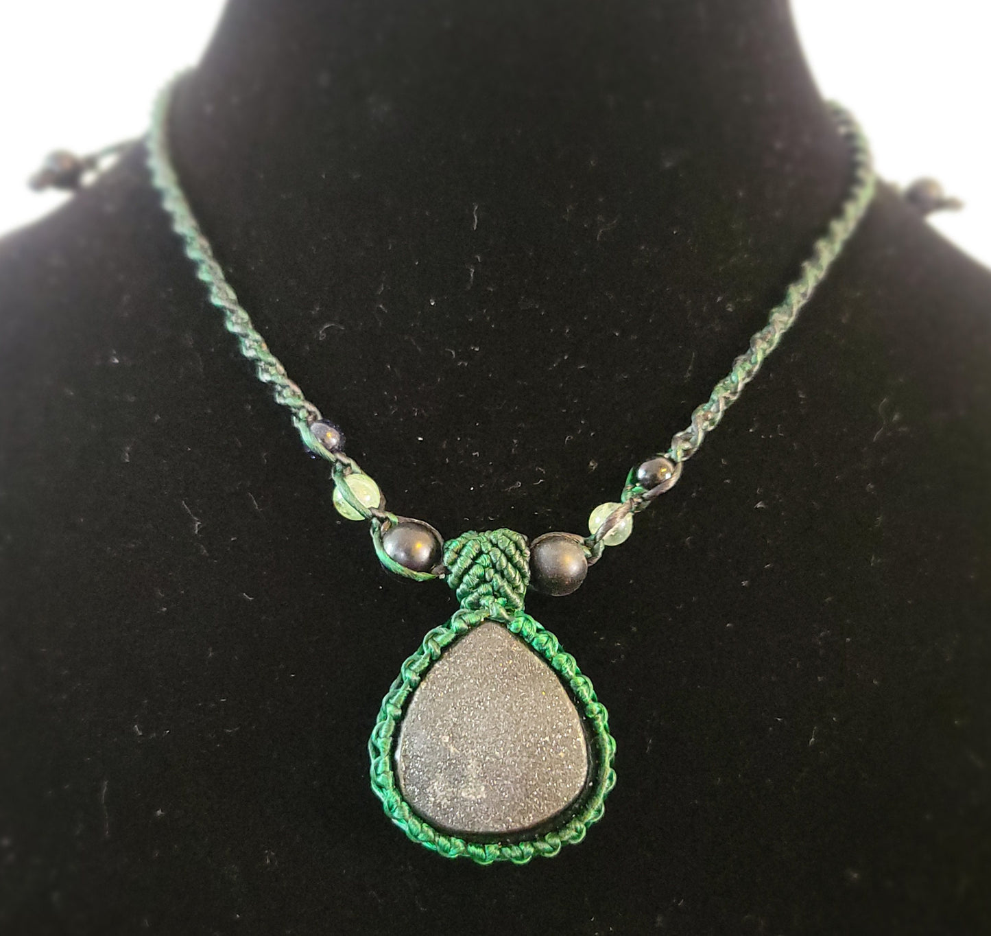 Handcrafted Purple Hematite Stone Pendant Necklace - Adjustable Micro Macrame Design with Stone Beads - Ethical & Sustainable Jewelry