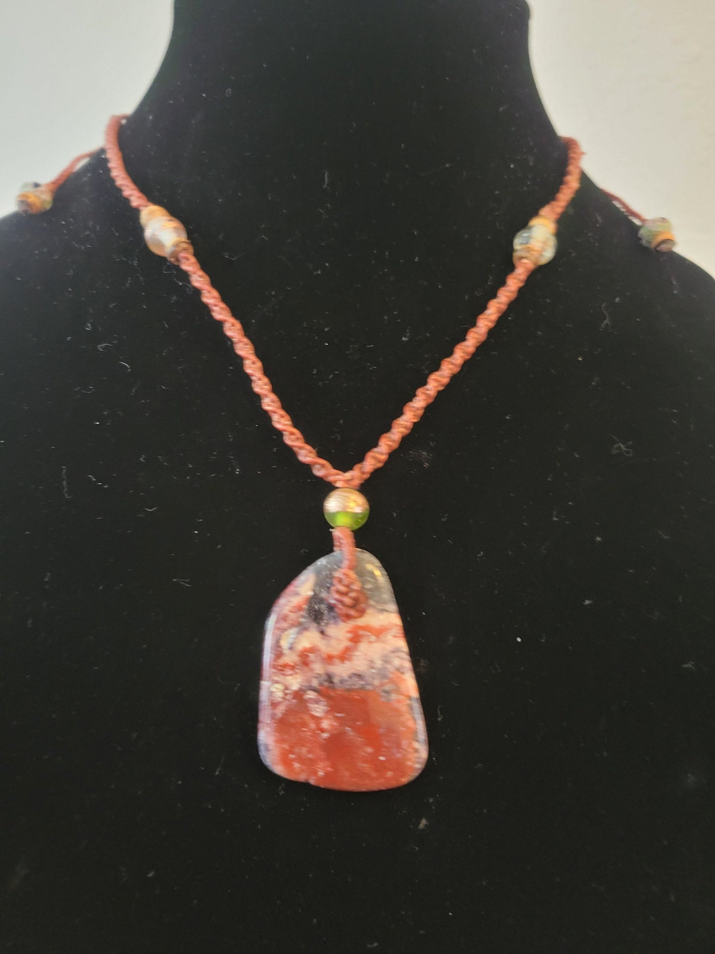 Indian Blanket Rhyolite Pendant Necklace - Sustainable Handmade Jewelry