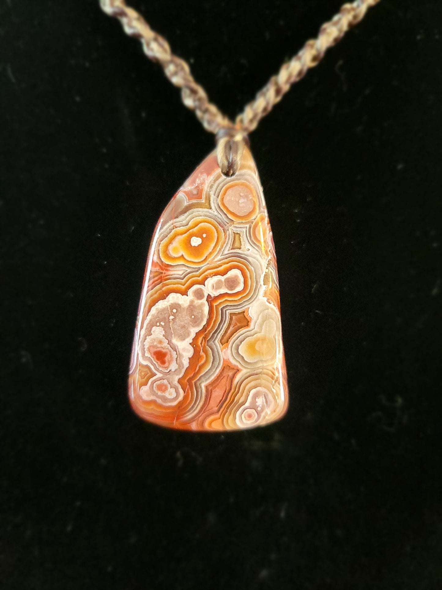 Psychedelic Red Lace Agate Pendant Necklace