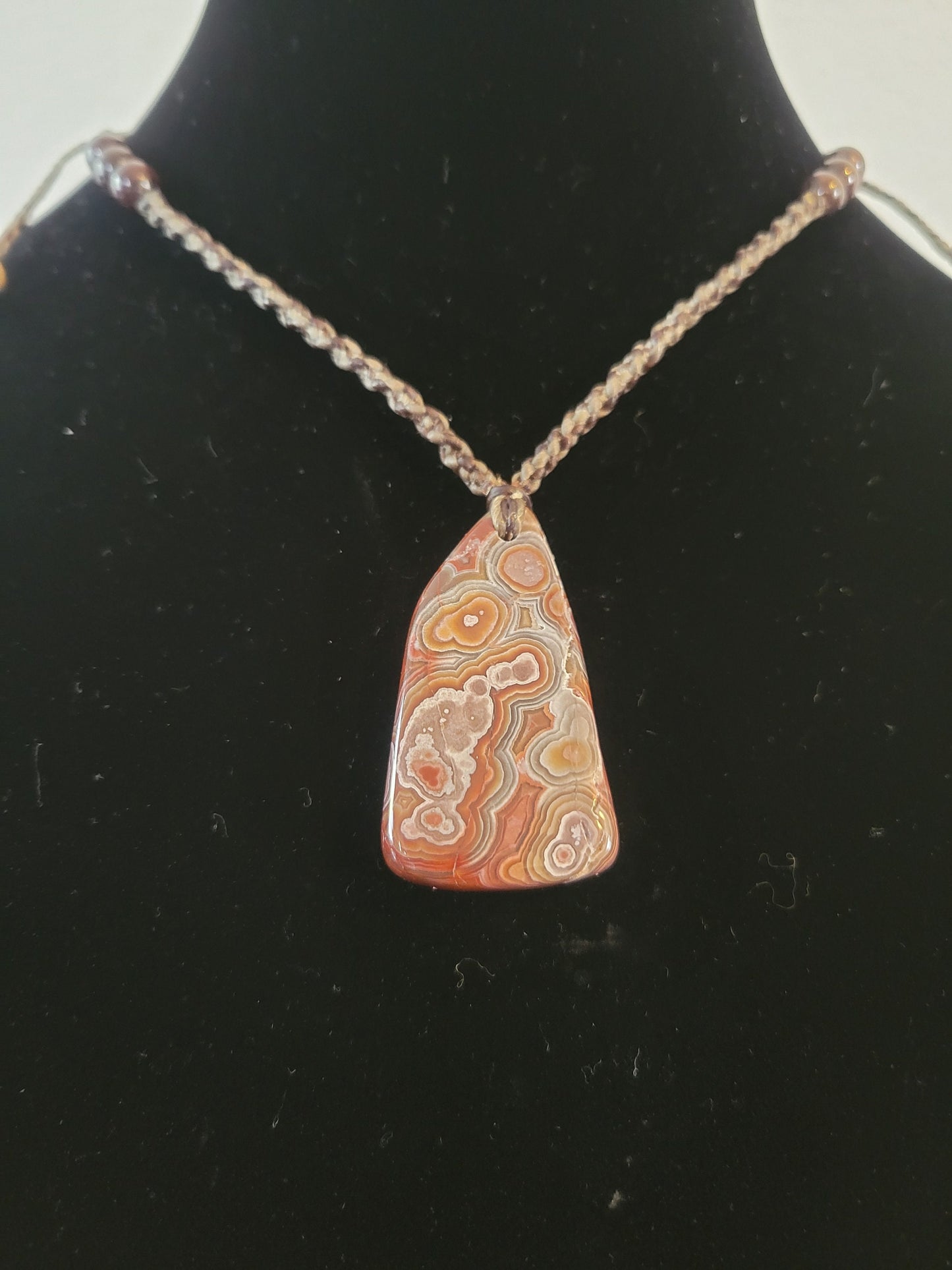 Psychedelic Red Lace Agate Pendant Necklace