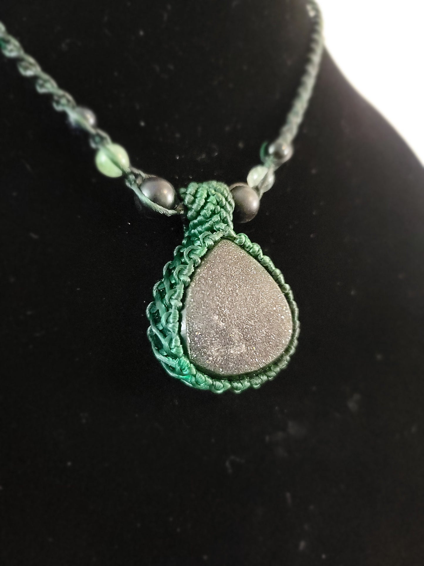Handcrafted Purple Hematite Stone Pendant Necklace - Adjustable Micro Macrame Design with Stone Beads - Ethical & Sustainable Jewelry