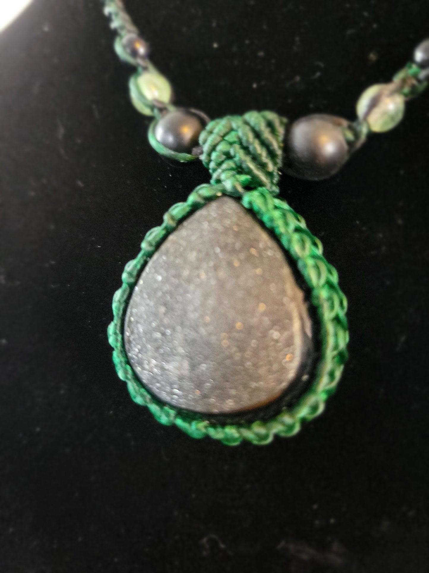 Handcrafted Purple Hematite Stone Pendant Necklace - Adjustable Micro Macrame Design with Stone Beads - Ethical & Sustainable Jewelry